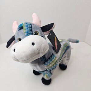 Nativo Small Standing Cow Plush Multicolor Gray Western Farm Stuffed Animal Toy